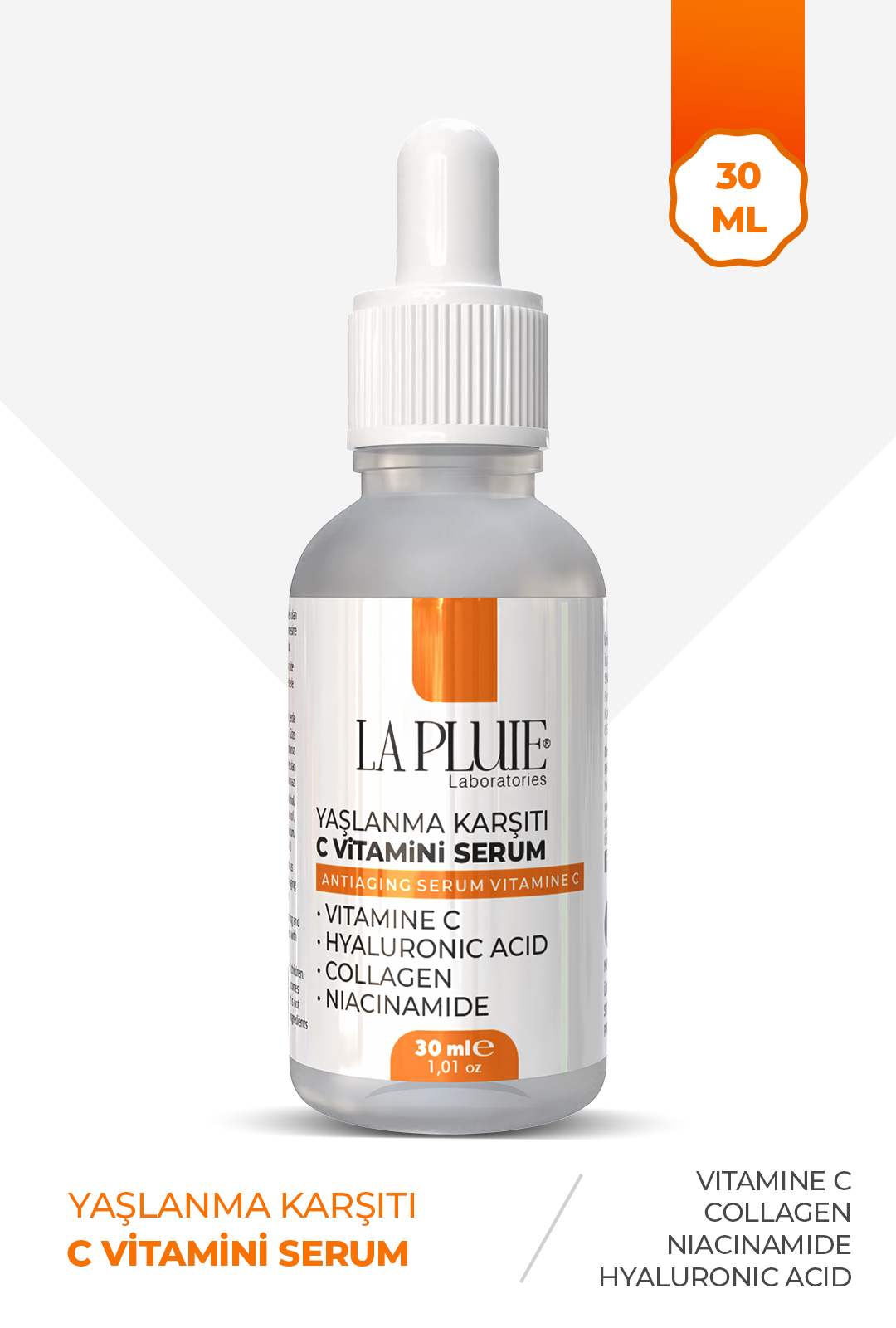 Yaşlanma Karşıtı C Vitamini Serum 30ML VITAMINE C+HYALURONIC ACID+COLLAGEN+NIACINAMIDE
