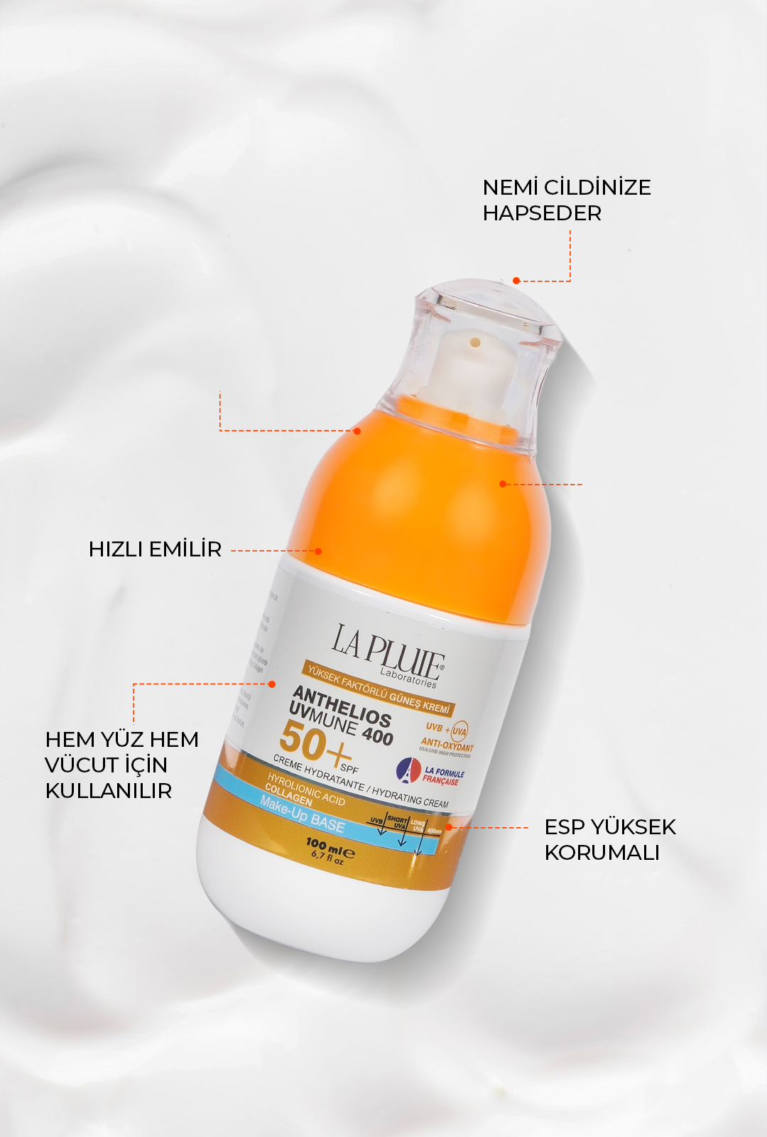 Yüksek Faktörlü Güneş Kremi 50+spf 100 ML COLLAGEN HYALURONIC ACID