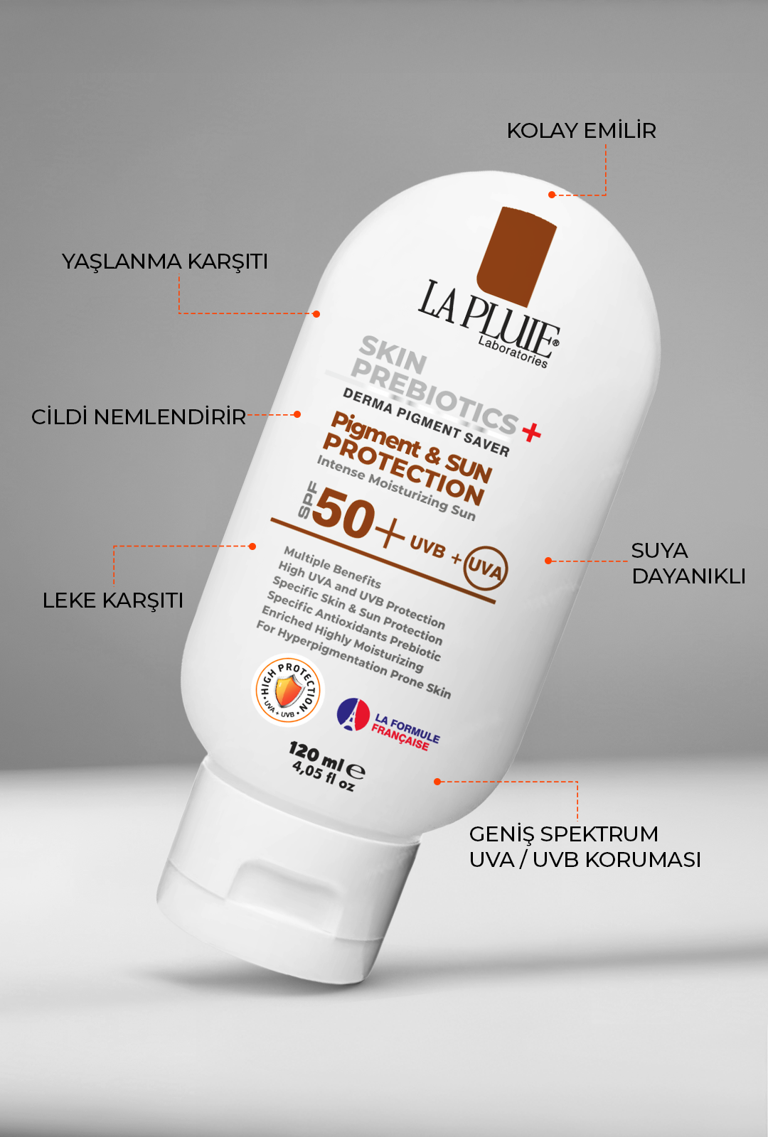 Pigment Koruyucu Leke Karşıtı Prebiyotikli Güneş Kremi 50+SPF 120 ML