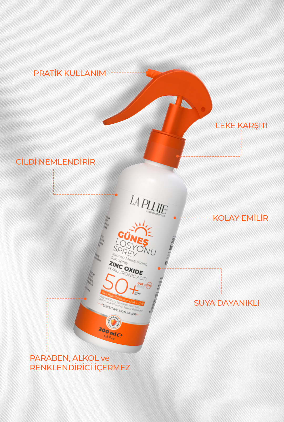 SKIN PROTECTION 50+SPF Hyaluronic Acid Yoğun Bakım Güneş Losyonu Sprey 200 ML