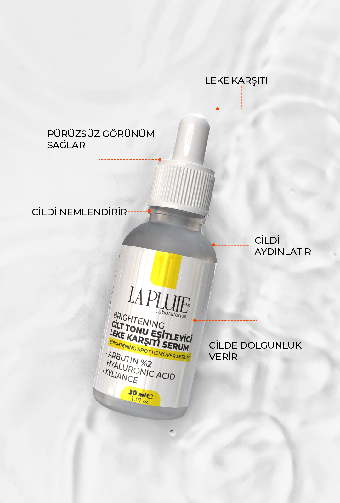 Aydınlatıcı Cilt Tonu Eşitleyici Leke Serumu 30ML ARBUTIN %2 + HYALURONIC ACID + XYLIANCE