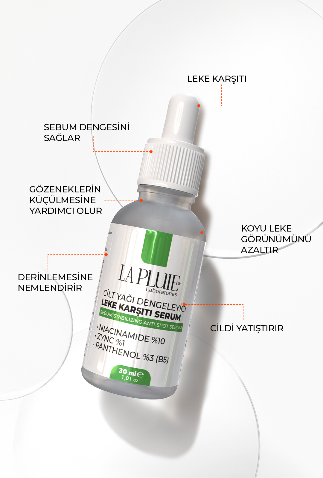 La Pluie Cilt Yağı Dengeleyici Leke Karşıtı Serum 30ML NIACINAMIDE %10 + ZYNC %1 + PANTHENOL(B5) %3