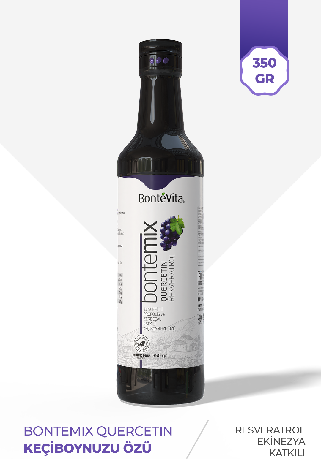 BonteMIX Quercetın & Resveratrol & Ekinezya Katkılı Keçiboynuzu Özü 350gr (soğuk Press)