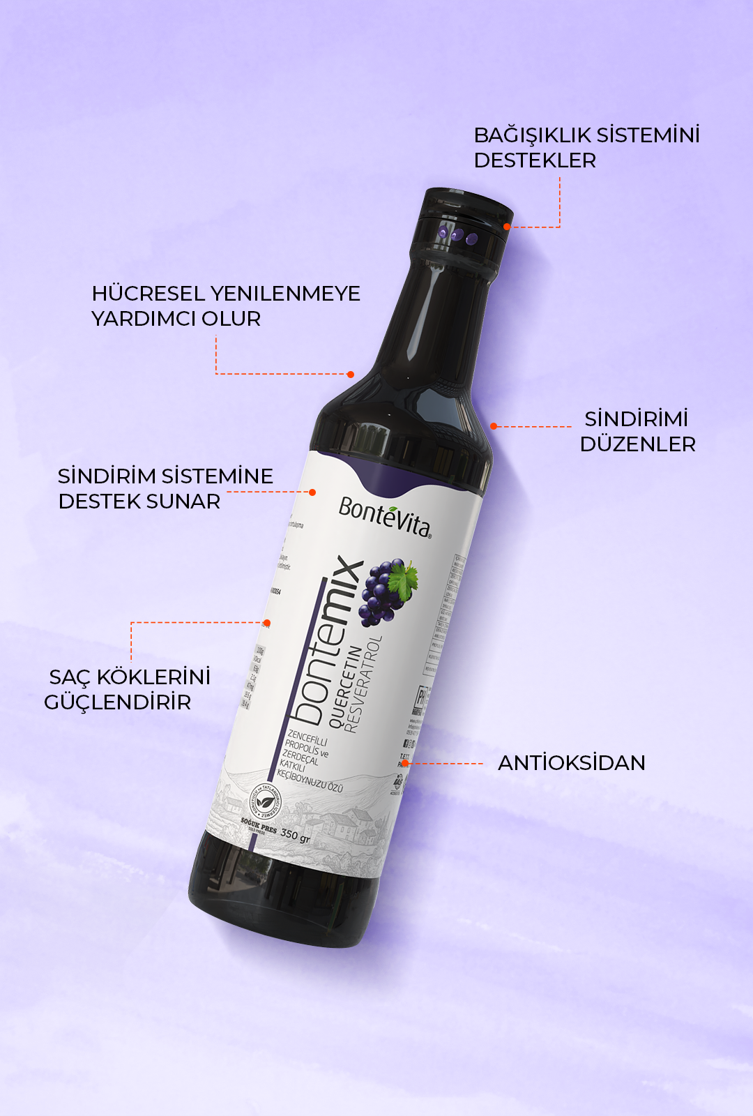 BonteMIX Quercetın & Resveratrol & Ekinezya Katkılı Keçiboynuzu Özü 350gr (soğuk Press)